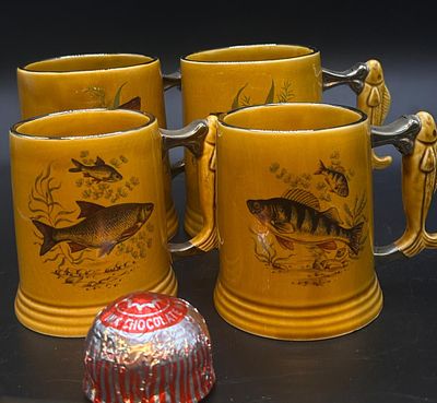 Four Lord Nelson Pottery Tankards - Kitsch Alert. These vintage Lord Nelson Pottery beer steins 