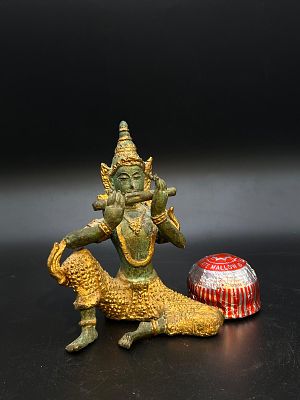 Vintage Verdigris Bronze figure Thai God. Thai bronze figurine, specifically a Teppanom or 