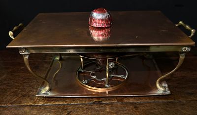 Edwardian Copper And Brass Tabletop Food Warmer Townshends Ltd 1904. An Edwardian tabletop food 