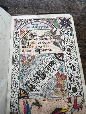 Two Tain Free Church Related books - extraordinary decoration. First is an extraordinary Bible 