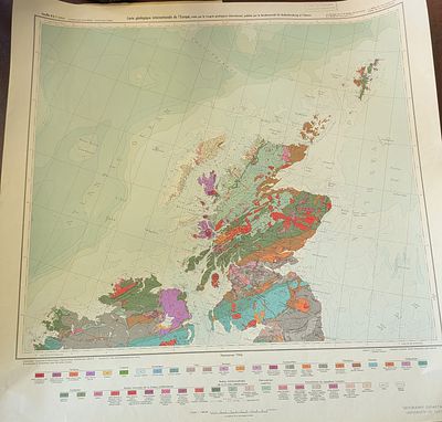 Vintage geological map - large format. Titled "Geological map of Great Britain Sheet 1. North. 