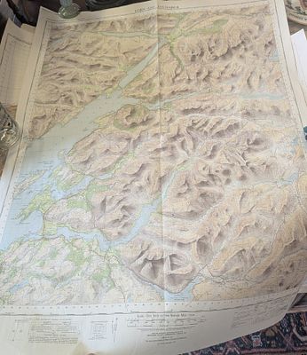 vintage Ordnance Survey tourist map titled "Lorn and Lochaber, . covers the Ben Nevis and Glen 