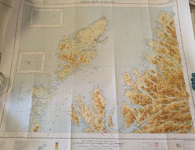 vintage Ordnance Survey Quarter-Inch Map of North West Scotland. It covers the Western Isles 