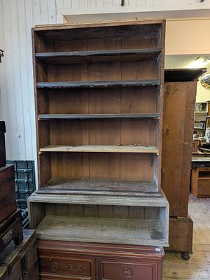Large Victorian Open Bookcase. Still imposing although missing its pelmet and feel. 
Made from 