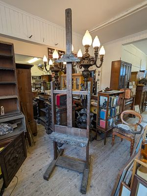 Large Victorian Artists Easel - belonged to Ewan Cameron. This vintage wooden artist's easel is 