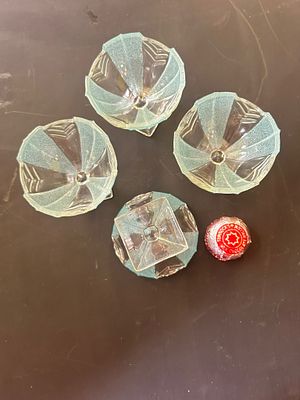 vintage Art Deco pressed glass dessert or sundae dishes. , possibly made by a manufacturer like 