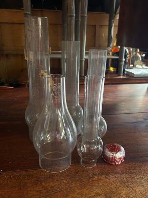 antique glass oil lamp chimneys. Also known as lamp globes or hurricanes, which were designed to 