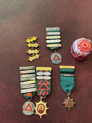collection of vintage British Safe Driving Competition medals. Please check back - one is 