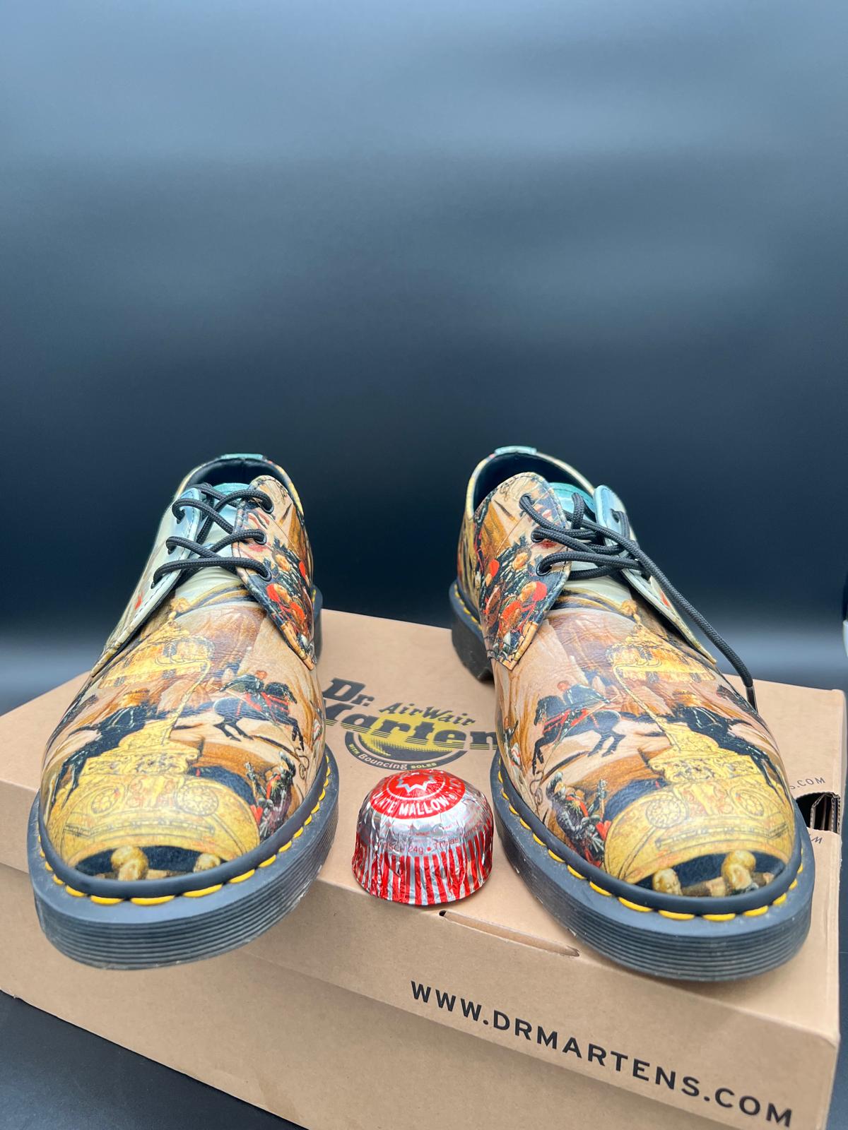 A Pair of Dr. Martens 1461 Museum Collection D Antonio Renaissance Print Shoes