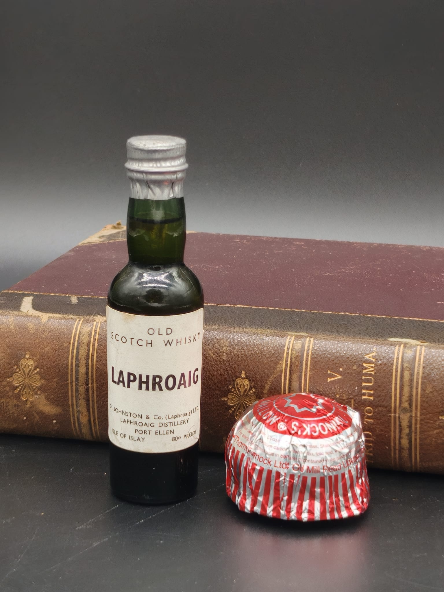 A Vintage Laphroaig 80 Proof Scotch Whisky Miniature