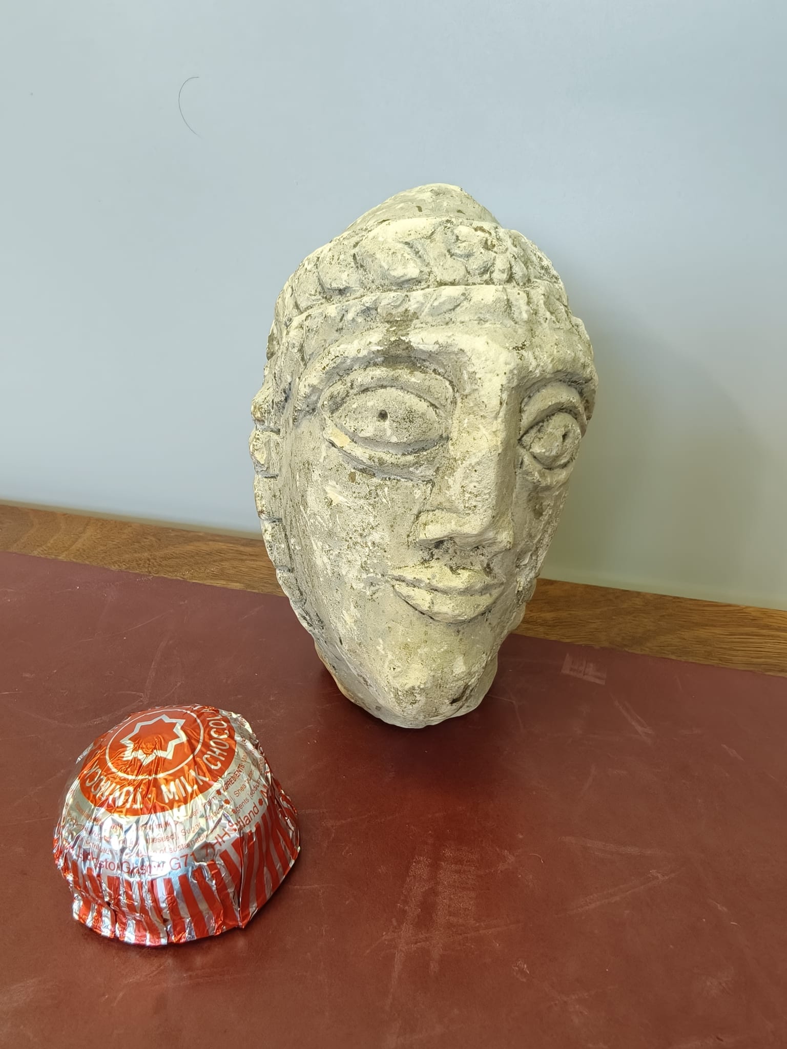 Carved Limestone Head with Assyrian Style Features