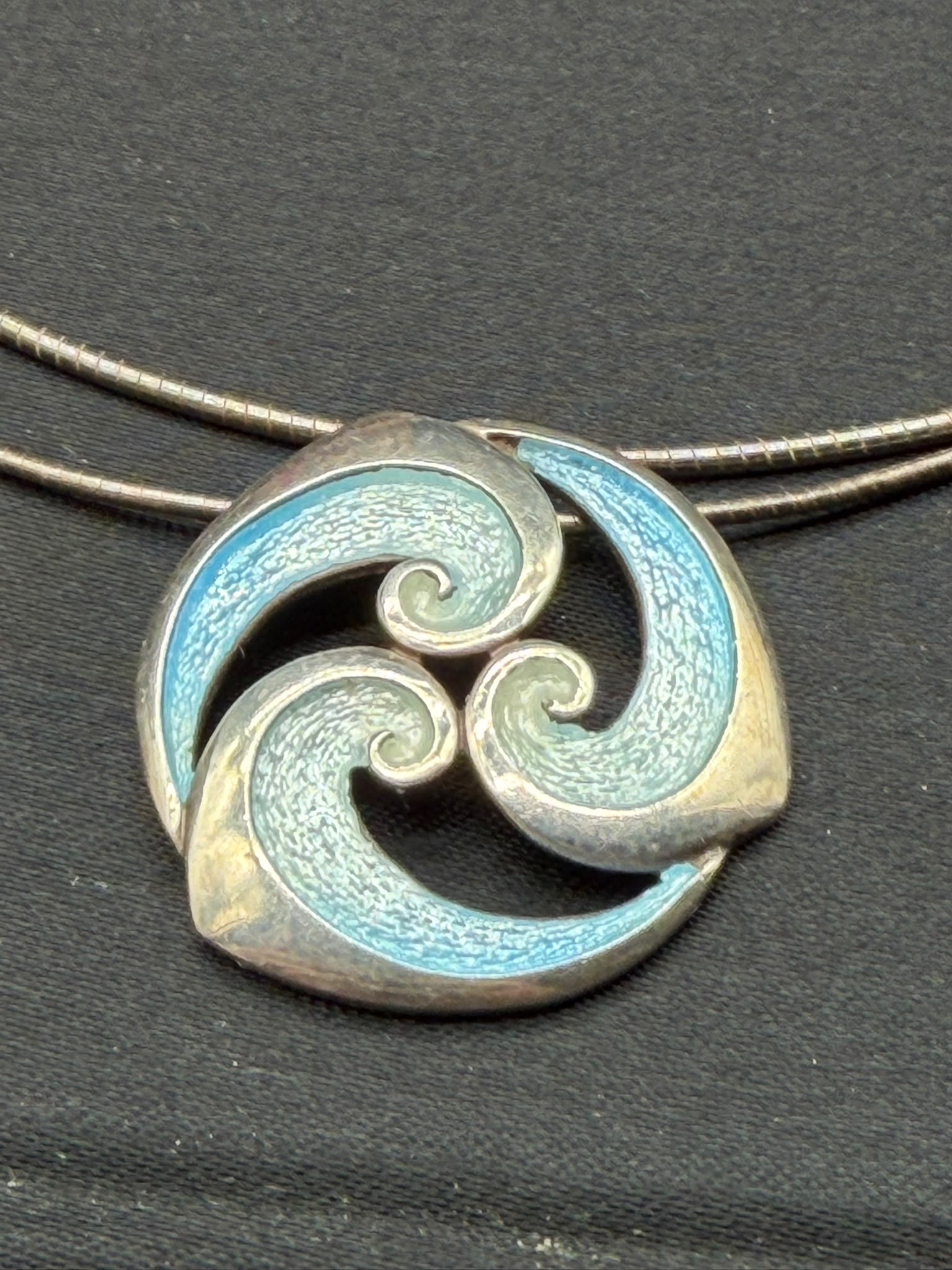 Sheila Fleet Sterling Silver and Enamel Breckon Pendant Necklace