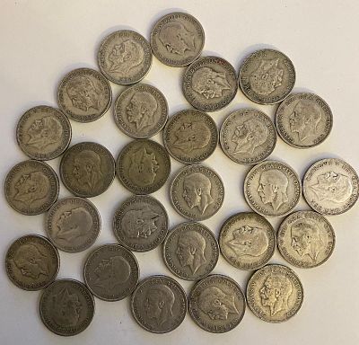 27 x 1936 GB KGV Silver Florins coins. generally good / better