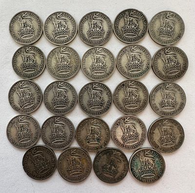 Gb KGV 1936 silver shillings (24). mixed but generally good/better