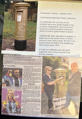 Postal History - Paralympic Games Photo and newspaper cutting of London 2012 Olympics gold post 
