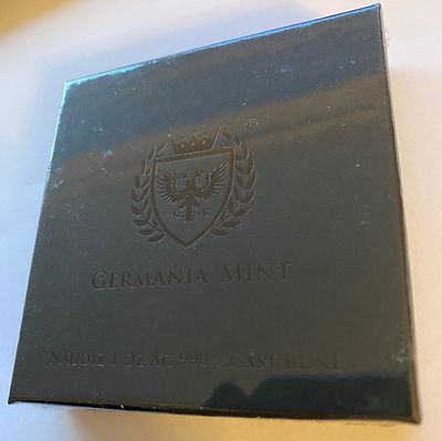 Rare unopened, still in cellophane wrap, 'NAUDIZ' Germania Rune 1oz cast fine silver with COA