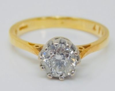 18k gold 1.17 carat diamond solitaire engagement ring, 3.9g