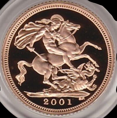 2001 and 2003 22k gold Proof sovereign coins 8g