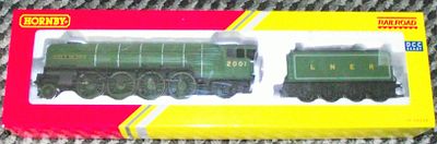Hornby Railroad OO Gauge DCC Ready Steam Locomotive and Tender Set, LNER 2001. A Hornby 