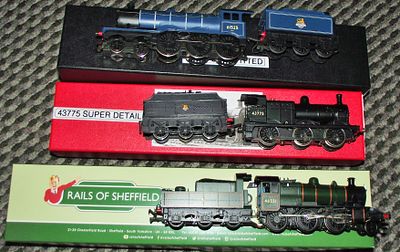 Three Hornby OO Gauge British Outline Model Railway Locomotives and Tenders. A group of three 