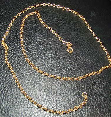 A Long Yellow 9ct gold fully marked Oval Link Chain Necklace 4.75g approx . A continuous long 