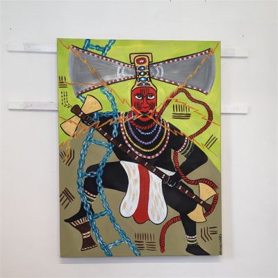 Shango - A Yoruba God Acrylic on Canvas painting depicting a traditional God. Description : 