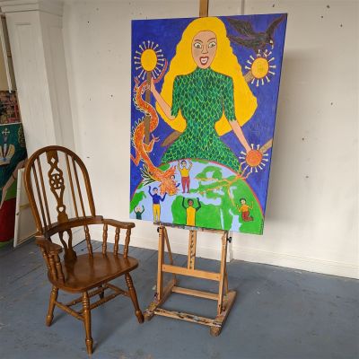 The Revenge of Pangaya - original artwork in acrylic on canvas signed by Chinwe Russell. Descrip 