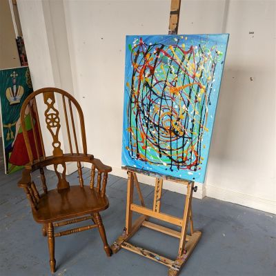 Blue Action Abstract - Original artwork signed. Description : This abstract piece was created 