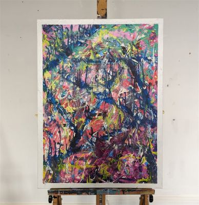 Purple action abstract - original artwork signed by Chinwe Russell. Description : This abstract 