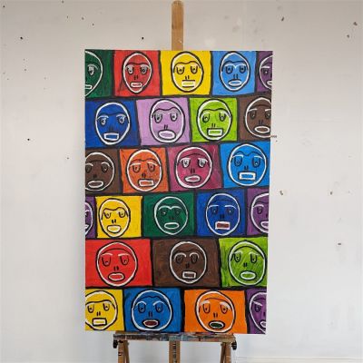 Lots of Faces - Original artwork in acrylic on canvas signed. Description : This painting was 