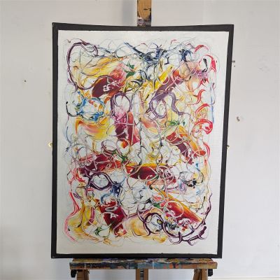 Black and white background abstract study - Original artwork in acrylic on canvas. Description : 