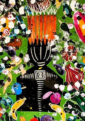 FOOD WASTE By Chinwe Russell - Original Acrylic Painting 109x154cm signed. Description : This 