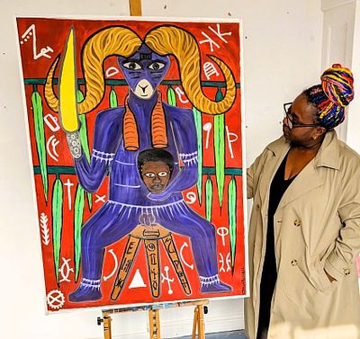 IKENGA - An Igbo Man's Personal God - Acrylic on Canvas, 93x123cm - 2022 - Louvre exhibition. De 