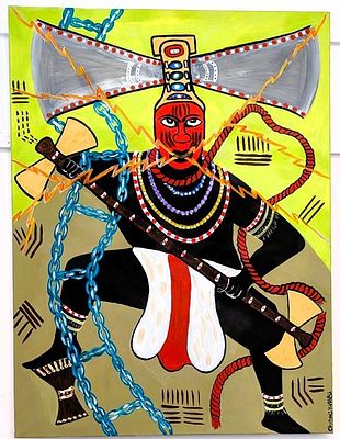 Shango - A Yoruba God Acrylic on Canvas painting depicting a traditional God. Description : 