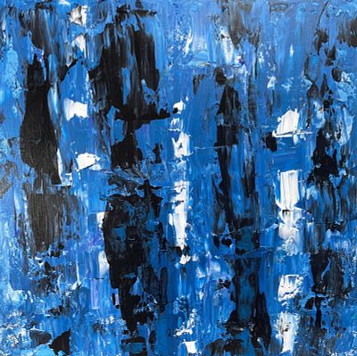 RAIN & REFLECTIONS. By Christie Acrylic 2024. SURREY. ENGLAND 60cm x 60cm I love the freedom 
