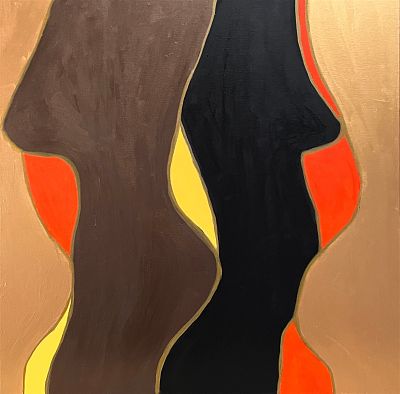 CURVES. By Christie Acrylic 2024. SURREY. ENGLAND. 60 x 60 I have painted the female form in a 