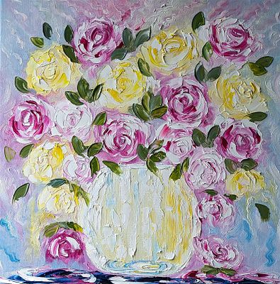 Summer's Dream By Jane Thompson Oil 2023. Leeds United Kingdom 60x60cm Oil on canvas mainly 