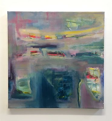 Boats By zarina keyani Acrylic and Gesso on Canvas 2018. BIRMINGHAM, UK 50X50X2.5CM This 
