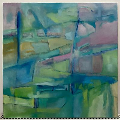Journey Out By zarina keyani Oil on Canvas 2024. BIRMINGHAM, UK 75.5x75.5x3.5cm There are 