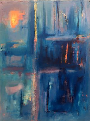 Summer Evening Haze By zarina keyani Oil on Canvas 2020. BIRMINGHAM, UK 60x80x3.5cm During 