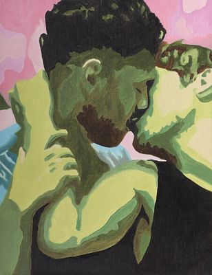 Green Kiss. "Green Kiss" captures the vibrant essence of queer love with bold strokes of green 