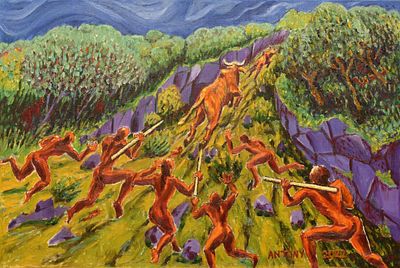 HUNTERS - Original Painting By ANTONY P D Oil on Canvas 2022. This painting is Second sequence 