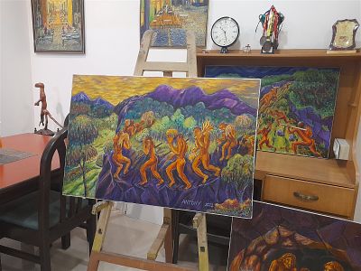 THE FIRST FAMILYBY ANTONY P D, Oil on Canvas 2022,Artwork Signed. This is my imagination of a 