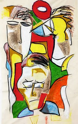 Liminal Faces By Sean Bw Parker Created in 2023 Acrylic, oil pastel and ink on canvas Artwork. S 