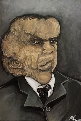 Joseph Merrick Elephant man By Shane Owen Created in 2020 Acrylic and matt paint on canvas Artwork