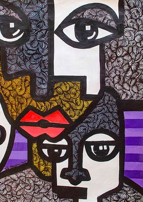 SIBLINGS 1By TOB AMUSAN Created in 2025 Acrylic & ink on Paper Artwork Signed. SHIPS FROM THE 