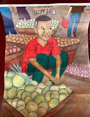 Struggle starts at Young Age By IDIMOGU CALEB Created in 2025 Pencil on paper Artwork Signed. 