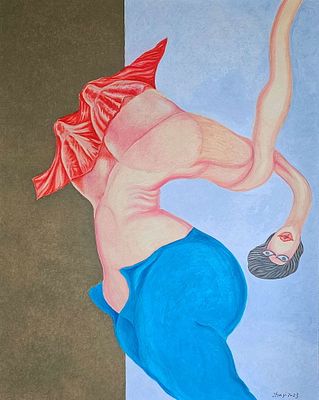 Red cloth No.02 By Yi Zhu Created in 2023 Oil on canvas Artwork Signed. SHIPS FROM THE ARTIST'S 