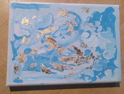 Golden Sun Swims In Sky By Dante S Final Created in 2025 Acrylic Artwork Not Signed. SHIPS FROM 