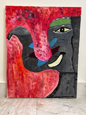 Bahlawan Al-Feel By bayan Created in 2024 acrylic on canvas Artwork Not Signed. SHIPS FROM THE 